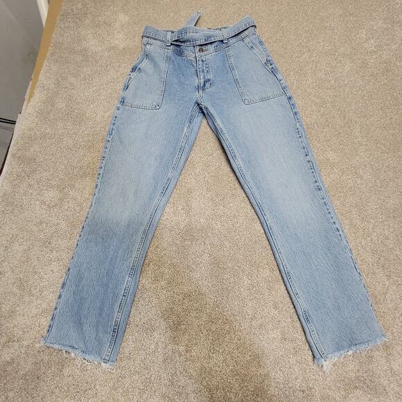 Abercrombie & Fitch A&F mom jeans 8R/ 29 light rise light wash Paperbag waist - Picture 2 of 12